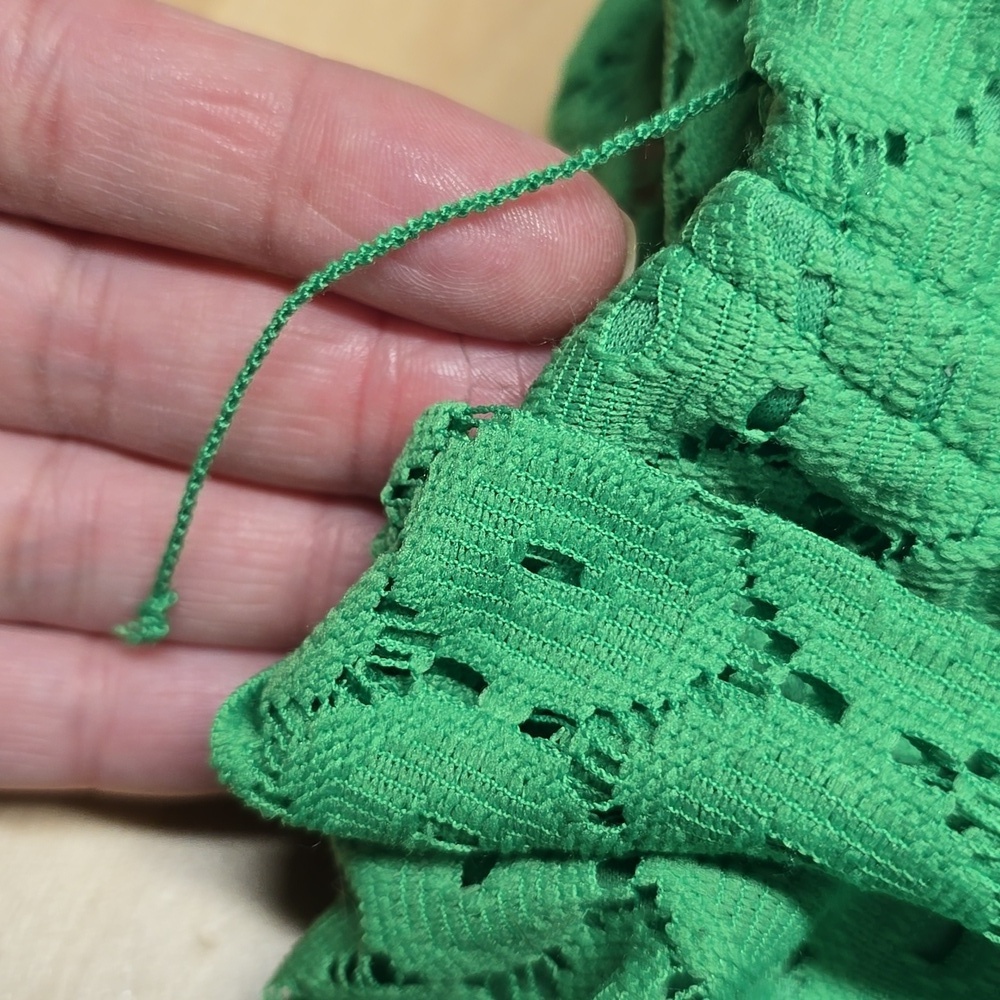 {Emma & Michele} Green Eyelet Sleeveless Lace Belted Dress - Size 12 - Picture 15 of 15